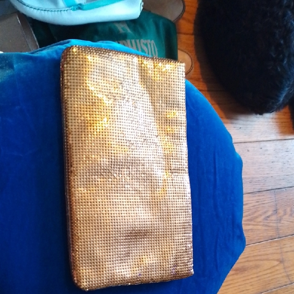 Whiting & Davis Shimmering Gold Mesh Wristlet